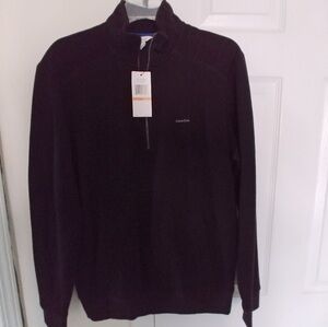 Calvin Klein Black (Suede like) half Zip-up Jacket. Brand New (NWT)